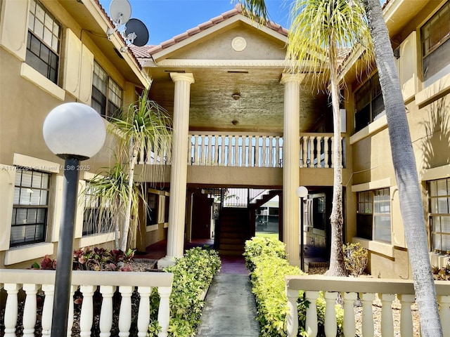 view of building exterior with stairway