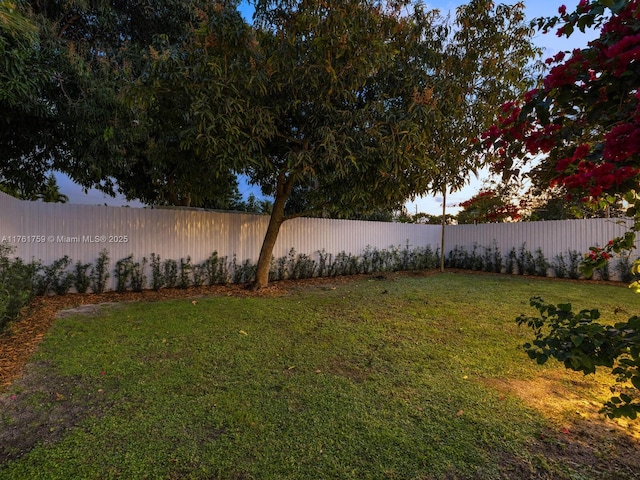 view of yard featuring a fenced backyard