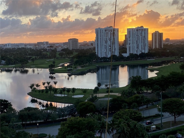 property view of water with a city view