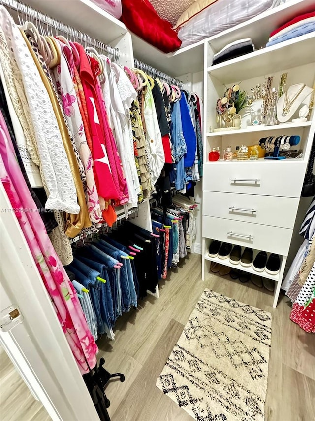 spacious closet featuring wood finished floors