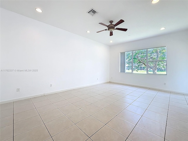 2217 SW Newport Isles Blvd, Port St Lucie, FL 34953 - empty room featuring recessed lighting, light tile patterned floors, and a ceiling fan