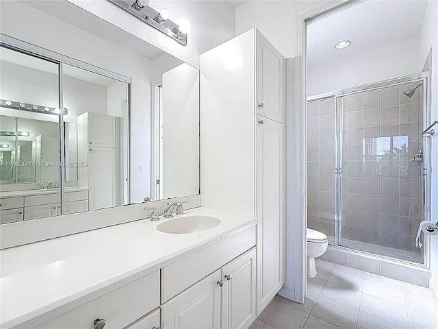 2217 SW Newport Isles Blvd, Port St Lucie, FL 34953 - full bath with a stall shower, vanity, and tile patterned flooring