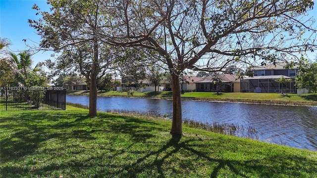 water view featuring fence