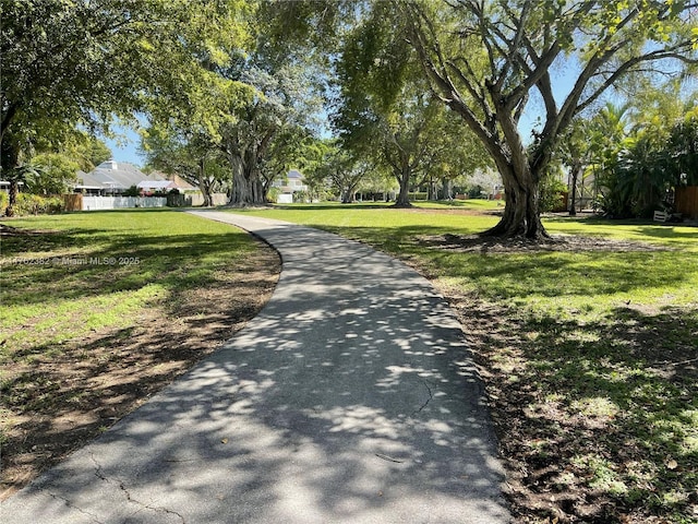 view of community featuring a lawn