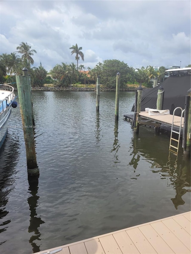 view of dock featuring a water view