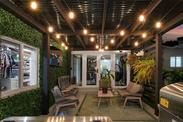 view of patio featuring french doors and grilling area