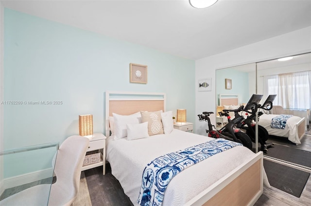 bedroom featuring a closet and wood finished floors