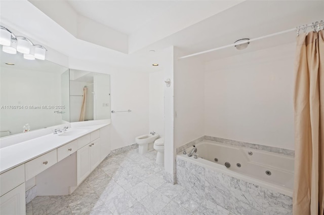 3600 Yacht Club Dr Unit 1102, Aventura, FL 33180 - full bath with vanity, a bidet, a tub with jets, walk in shower, and toilet