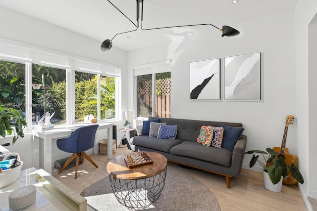 living area featuring wood finished floors