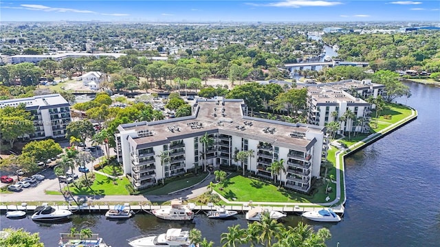 bird's eye view featuring a water view