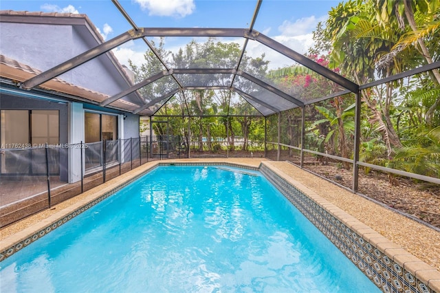 outdoor pool with glass enclosure