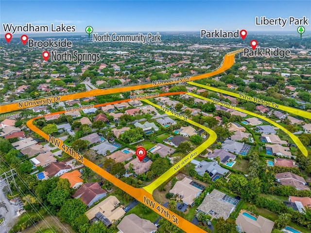 birds eye view of property featuring a residential view