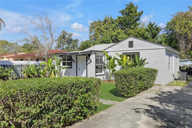 view of front of property with fence and stucco siding