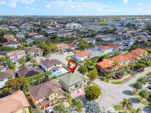 aerial view with a residential view