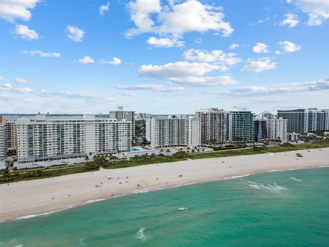 5601 Collins Ave Unit 1604, Miami Beach, FL 33140 - drone / aerial view with a city view, a view of the beach, and a water view