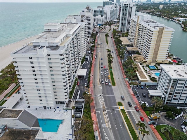 5601 Collins Ave Unit 1604, Miami Beach, FL 33140 - aerial view featuring a water view and a city view
