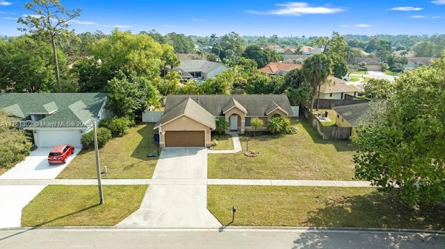 aerial view with a residential view