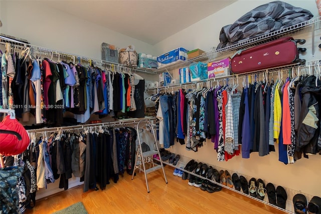 spacious closet featuring wood finished floors