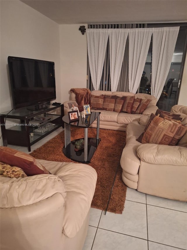 view of tiled living room