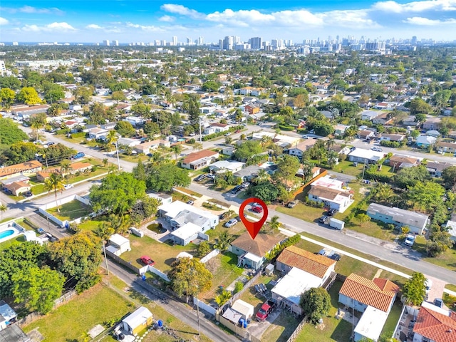 aerial view featuring a city view