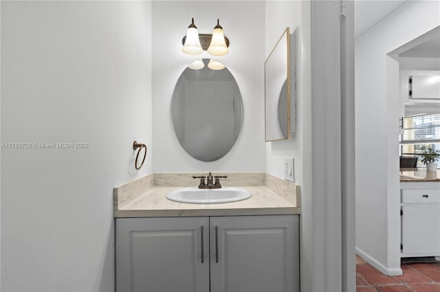 bathroom featuring vanity and tile patterned floors