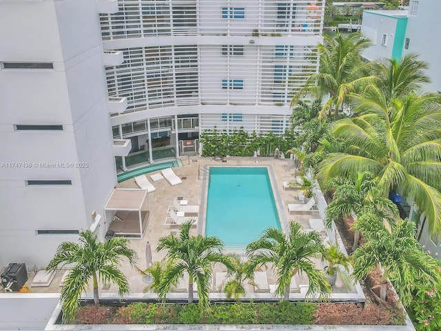 pool with a patio area