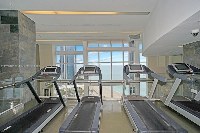 18201 Collins Ave Unit 4404, Sunny Isles Beach, FL 33160 - exercise room with plenty of natural light