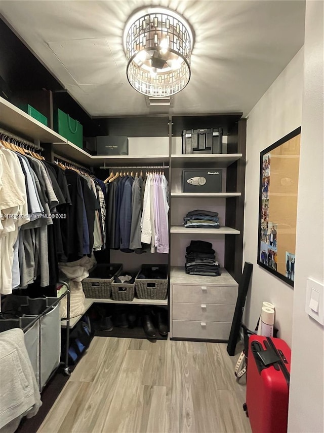 spacious closet with wood finished floors