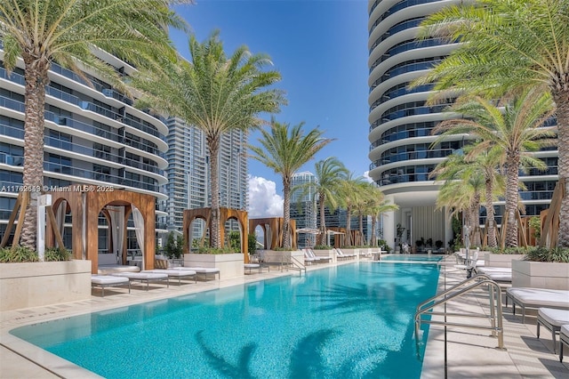 pool with a patio area