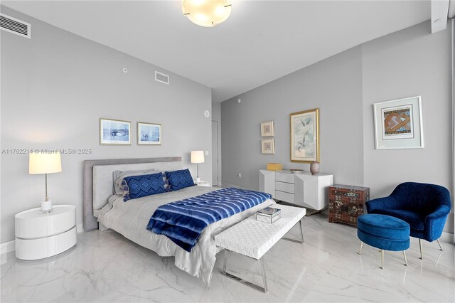 5500 Island Estates Dr Unit 604, Aventura, FL 33160 - bedroom featuring visible vents and marble finish floor