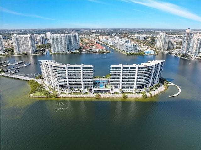 5500 Island Estates Dr Unit 604, Aventura, FL 33160 - bird's eye view with a view of city and a water view
