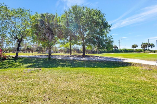 view of property's community featuring a lawn