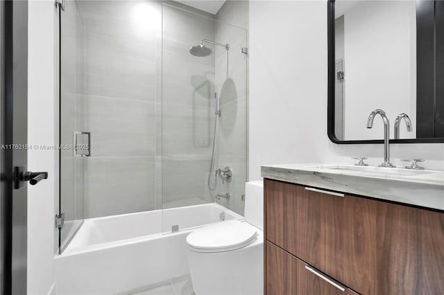 full bathroom with vanity, toilet, and tub / shower combination