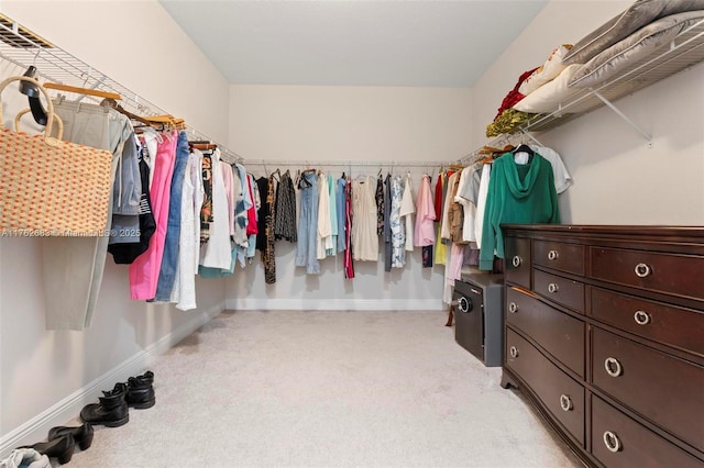 spacious closet with light colored carpet