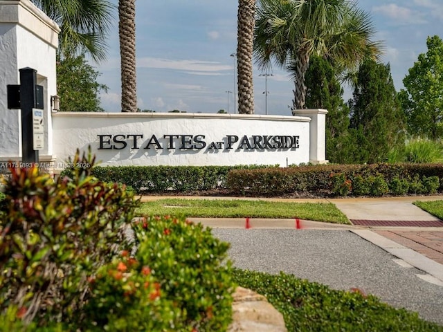 view of community sign