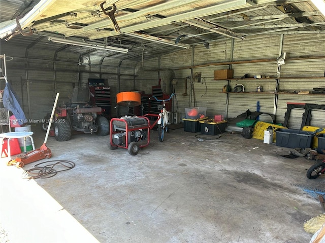 garage featuring metal wall