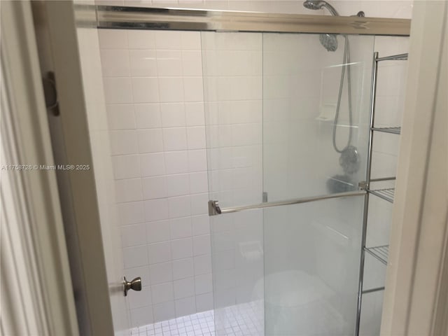 bathroom featuring a stall shower