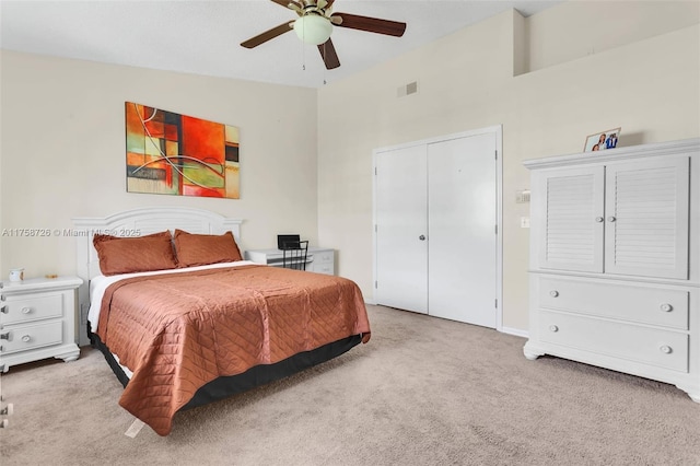 12140 Bruceton Way Unit 102, Orlando, FL 32828 - bedroom featuring ceiling fan, visible vents, baseboards, and light carpet