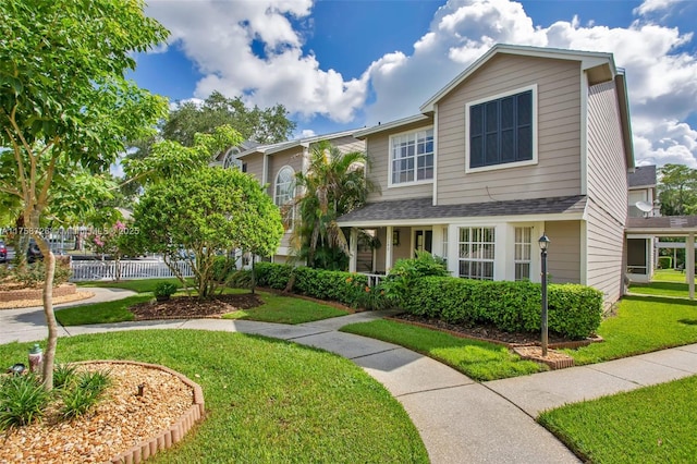 12140 Bruceton Way Unit 102, Orlando, FL 32828 - view of front of home featuring a front lawn, roof with shingles, and fence
