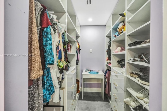 walk in closet featuring visible vents