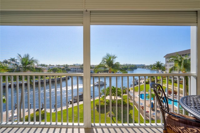 balcony with a water view