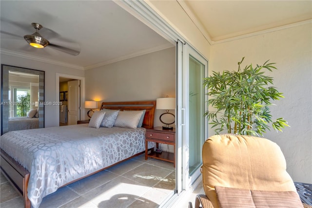 bedroom with crown molding