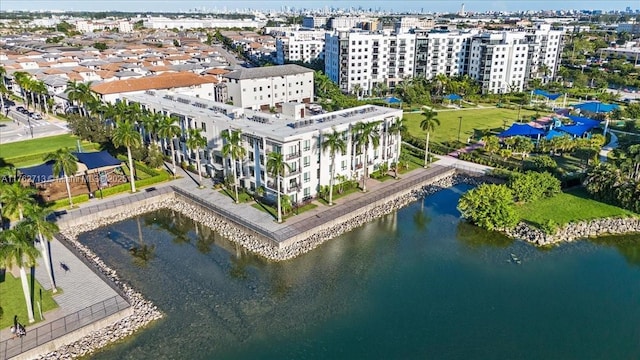 bird's eye view featuring a water view