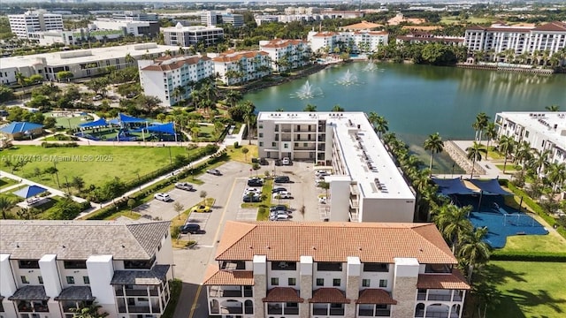 bird's eye view featuring a water view