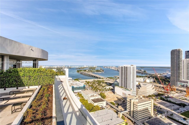 property view of water featuring a view of city