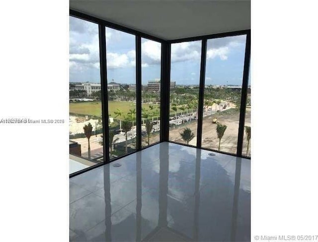 interior space with floor to ceiling windows