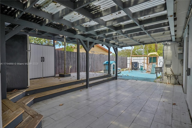 view of patio with a fenced backyard