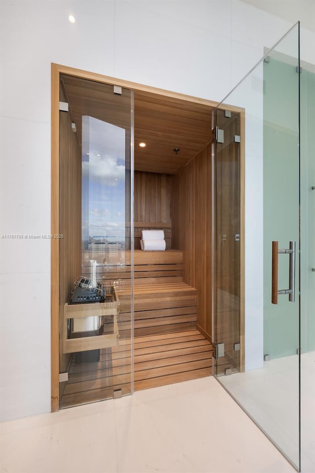 view of sauna / steam room featuring recessed lighting