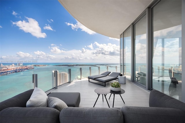 balcony with a water view