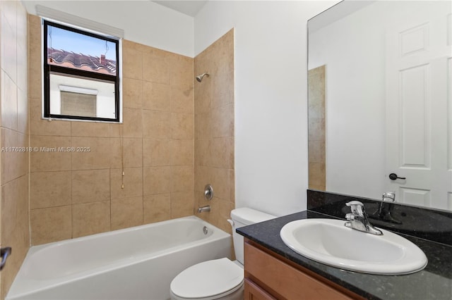 full bathroom featuring vanity,  shower combination, and toilet